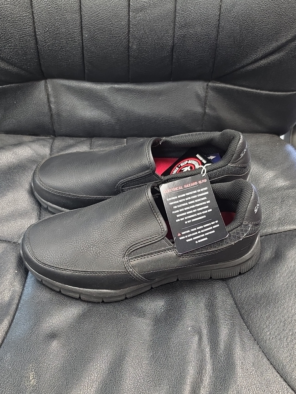 Skechers Men's Black Slip-On Work Loafers